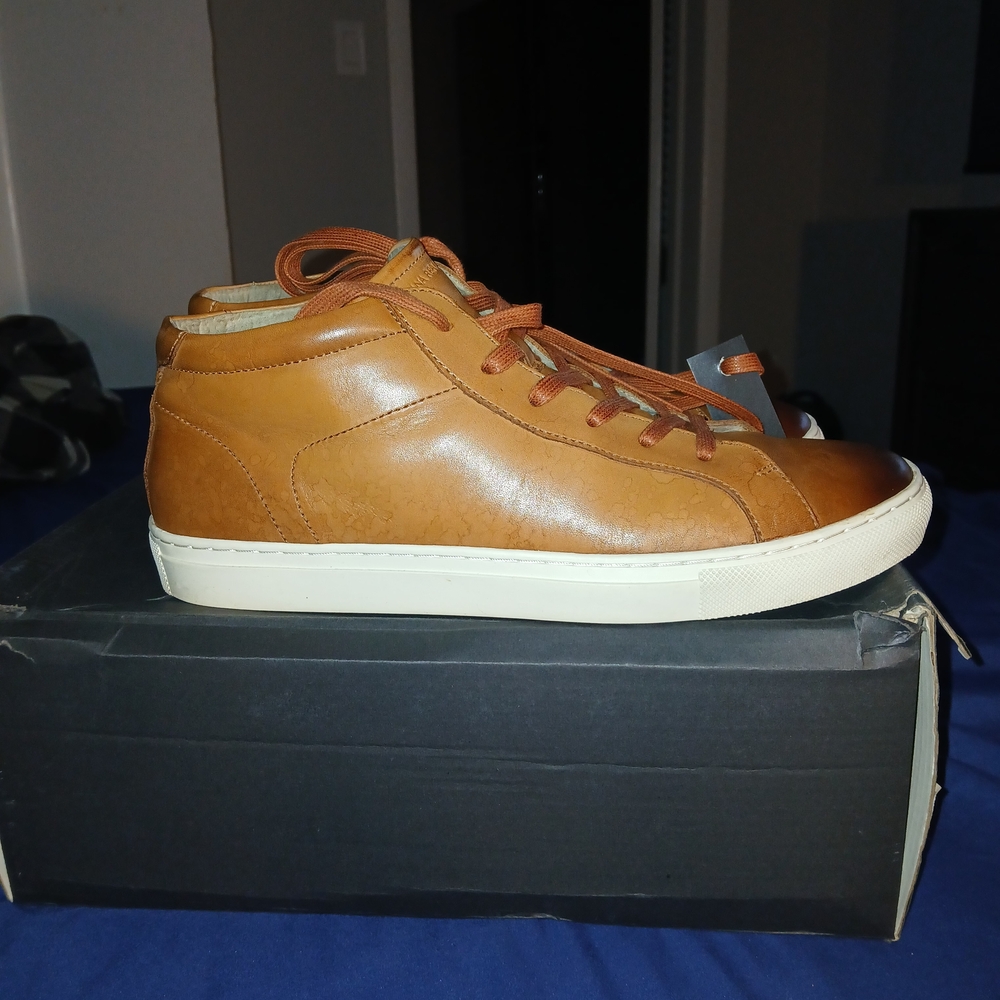 Banana Republic Tan Leather High-Top Sneakers